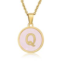 Simple Style Round Letter Stainless Steel Pendant Necklace Gold Plated Shell Stainless Steel Necklaces sku image 41
