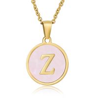 Simple Style Round Letter Stainless Steel Pendant Necklace Gold Plated Shell Stainless Steel Necklaces sku image 50