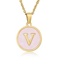 Simple Style Round Letter Stainless Steel Pendant Necklace Gold Plated Shell Stainless Steel Necklaces sku image 46