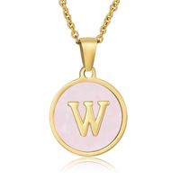 Simple Style Round Letter Stainless Steel Pendant Necklace Gold Plated Shell Stainless Steel Necklaces sku image 47