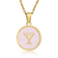 Simple Style Round Letter Stainless Steel Pendant Necklace Gold Plated Shell Stainless Steel Necklaces sku image 49