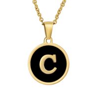 Fashion Round Letter Stainless Steel Gold Plated Shell Pendant Necklace sku image 3