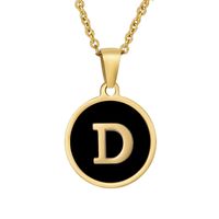 Fashion Round Letter Stainless Steel Gold Plated Shell Pendant Necklace sku image 4