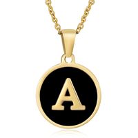 Fashion Round Letter Stainless Steel Gold Plated Shell Pendant Necklace sku image 1