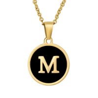 Fashion Round Letter Stainless Steel Gold Plated Shell Pendant Necklace main image 3