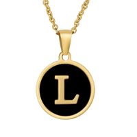 Fashion Round Letter Stainless Steel Gold Plated Shell Pendant Necklace sku image 12