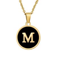 Fashion Round Letter Stainless Steel Gold Plated Shell Pendant Necklace sku image 13