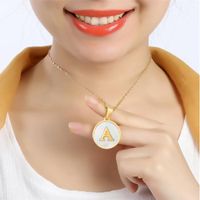 Simple Style Round Letter Stainless Steel Pendant Necklace Gold Plated Shell Stainless Steel Necklaces main image 1