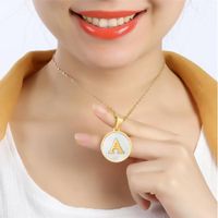Simple Style Round Letter Stainless Steel Pendant Necklace Gold Plated Shell Stainless Steel Necklaces main image 5