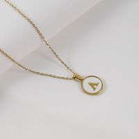 Simple Style Round Letter Stainless Steel Pendant Necklace Gold Plated Shell Stainless Steel Necklaces main image 3