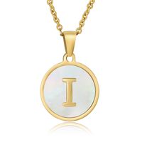 Simple Style Round Letter Stainless Steel Pendant Necklace Gold Plated Shell Stainless Steel Necklaces sku image 8