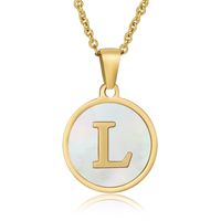 Simple Style Round Letter Stainless Steel Pendant Necklace Gold Plated Shell Stainless Steel Necklaces sku image 11