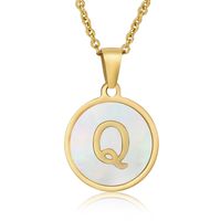Simple Style Round Letter Stainless Steel Pendant Necklace Gold Plated Shell Stainless Steel Necklaces sku image 15