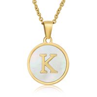 Simple Style Round Letter Stainless Steel Pendant Necklace Gold Plated Shell Stainless Steel Necklaces sku image 10