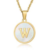Simple Style Round Letter Stainless Steel Pendant Necklace Gold Plated Shell Stainless Steel Necklaces sku image 21
