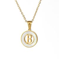 Simple Style Letter Stainless Steel Pendant Necklace Plating Hollow Out Shell Stainless Steel Necklaces sku image 2