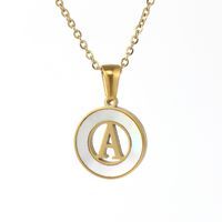 Simple Style Letter Stainless Steel Pendant Necklace Plating Hollow Out Shell Stainless Steel Necklaces sku image 1
