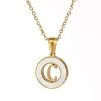 Simple Style Letter Stainless Steel Pendant Necklace Plating Hollow Out Shell Stainless Steel Necklaces sku image 3