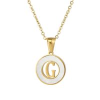 Simple Style Letter Stainless Steel Pendant Necklace Plating Hollow Out Shell Stainless Steel Necklaces sku image 7