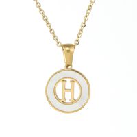 Simple Style Letter Stainless Steel Pendant Necklace Plating Hollow Out Shell Stainless Steel Necklaces sku image 8