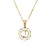 Simple Style Letter Stainless Steel Pendant Necklace Plating Hollow Out Shell Stainless Steel Necklaces sku image 10