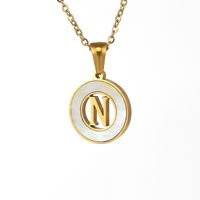 Simple Style Letter Stainless Steel Pendant Necklace Plating Hollow Out Shell Stainless Steel Necklaces sku image 14