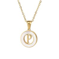 Simple Style Letter Stainless Steel Pendant Necklace Plating Hollow Out Shell Stainless Steel Necklaces sku image 16