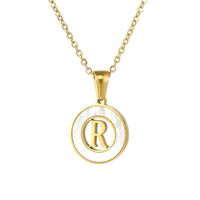 Simple Style Letter Stainless Steel Pendant Necklace Plating Hollow Out Shell Stainless Steel Necklaces sku image 18