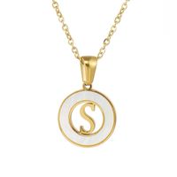 Simple Style Letter Stainless Steel Pendant Necklace Plating Hollow Out Shell Stainless Steel Necklaces sku image 19