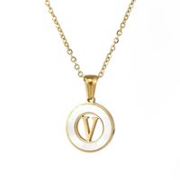 Simple Style Letter Stainless Steel Pendant Necklace Plating Hollow Out Shell Stainless Steel Necklaces sku image 22