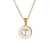Simple Style Letter Stainless Steel Pendant Necklace Plating Hollow Out Shell Stainless Steel Necklaces sku image 20