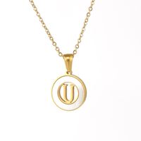 Simple Style Letter Stainless Steel Pendant Necklace Plating Hollow Out Shell Stainless Steel Necklaces sku image 21