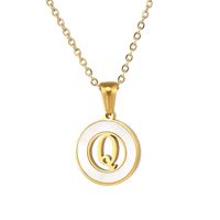 Simple Style Letter Stainless Steel Pendant Necklace Plating Hollow Out Shell Stainless Steel Necklaces sku image 17