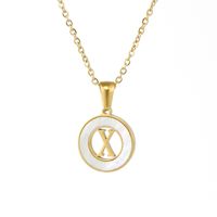 Simple Style Letter Stainless Steel Pendant Necklace Plating Hollow Out Shell Stainless Steel Necklaces sku image 24