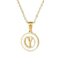 Simple Style Letter Stainless Steel Pendant Necklace Plating Hollow Out Shell Stainless Steel Necklaces sku image 25