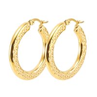 Fashion Round Gold Plated Stainless Steel Hoop Earrings main image 2