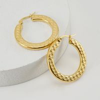 Fashion Round Gold Plated Stainless Steel Hoop Earrings main image 4