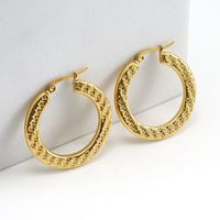 Fashion Round Gold Plated Stainless Steel Hoop Earrings main image 5