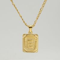 Fashion Letter Rectangle Titanium Steel Gold Plated Pendant Necklace sku image 5