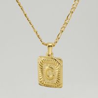 Fashion Letter Rectangle Titanium Steel Gold Plated Pendant Necklace sku image 3