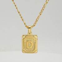 Fashion Letter Rectangle Titanium Steel Gold Plated Pendant Necklace sku image 4
