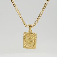 Fashion Letter Rectangle Titanium Steel Gold Plated Pendant Necklace sku image 7
