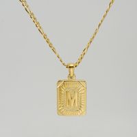 Fashion Letter Rectangle Titanium Steel Gold Plated Pendant Necklace sku image 13