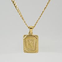 Fashion Letter Rectangle Titanium Steel Gold Plated Pendant Necklace sku image 11