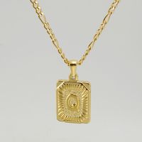 Fashion Letter Rectangle Titanium Steel Gold Plated Pendant Necklace sku image 17