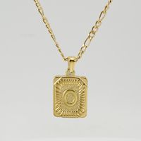 Fashion Letter Rectangle Titanium Steel Gold Plated Pendant Necklace sku image 15