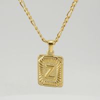 Fashion Letter Rectangle Titanium Steel Gold Plated Pendant Necklace sku image 26