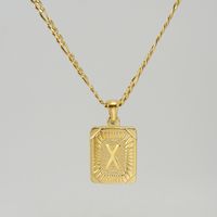 Fashion Letter Rectangle Titanium Steel Gold Plated Pendant Necklace sku image 24