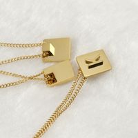 Fashion Letter Square Stainless Steel Pendant Necklace Gold Plated Stainless Steel Necklaces main image 5