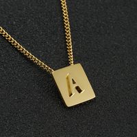 Fashion Letter Square Stainless Steel Pendant Necklace Gold Plated Stainless Steel Necklaces sku image 1